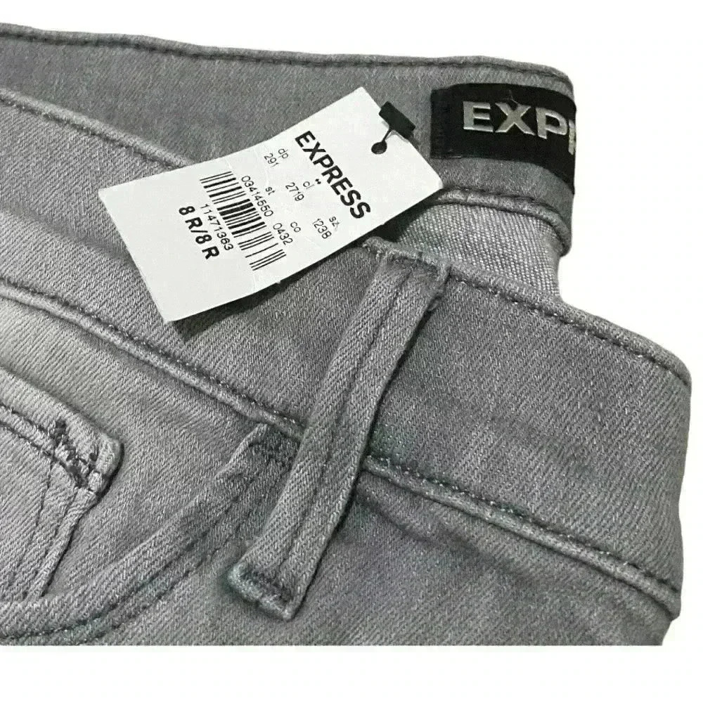 Women Express Mid Rise Gray Distressed Leggings-NWT - Picture 7 of 8